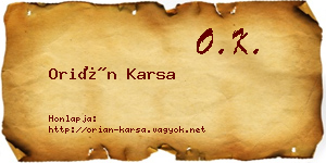 Orián Karsa névjegykártya